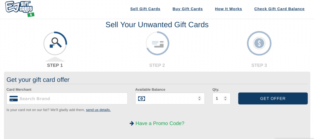 EJgiftcards for selling gift cards