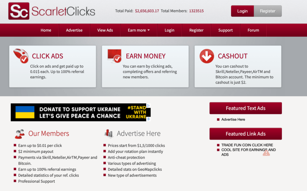 scarlet clicks ads for money