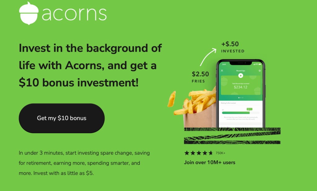 acorns sign up bonus money