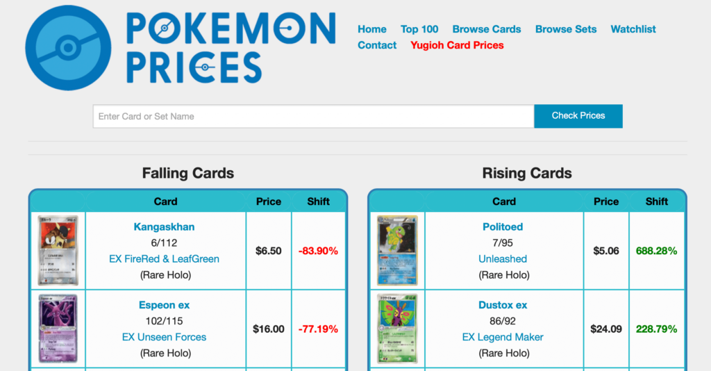 Pokemon prices site