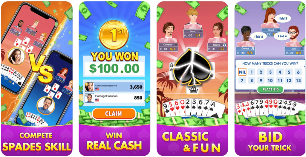 spades cash game for money