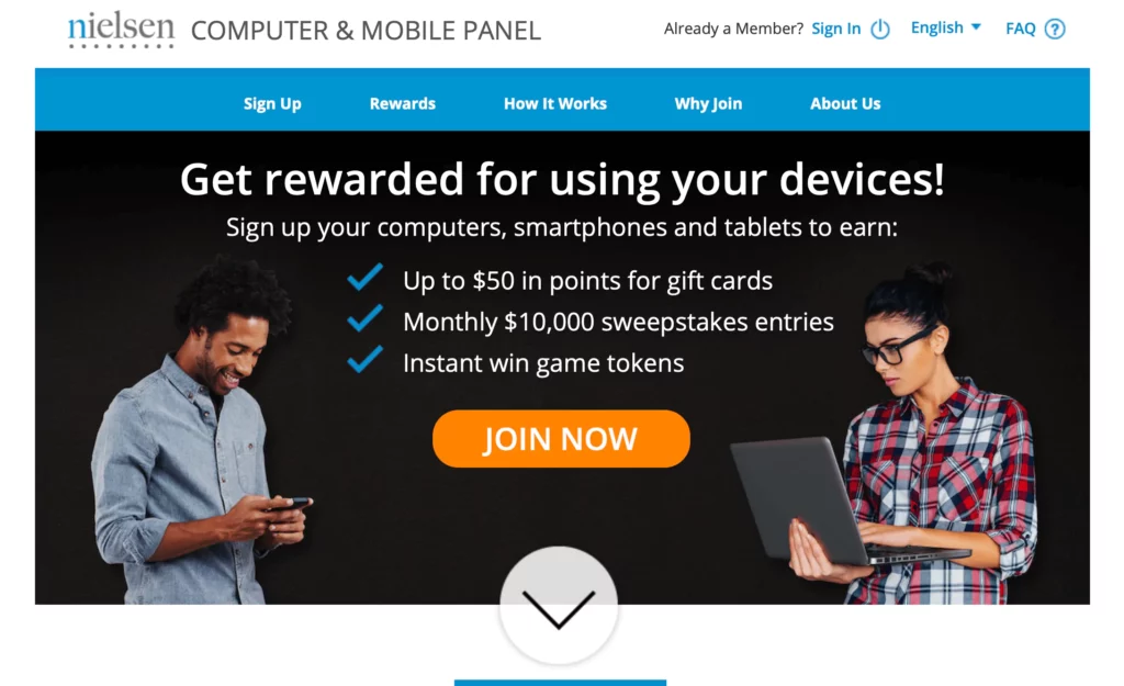 Nielsen computer and mobile panel for rewards