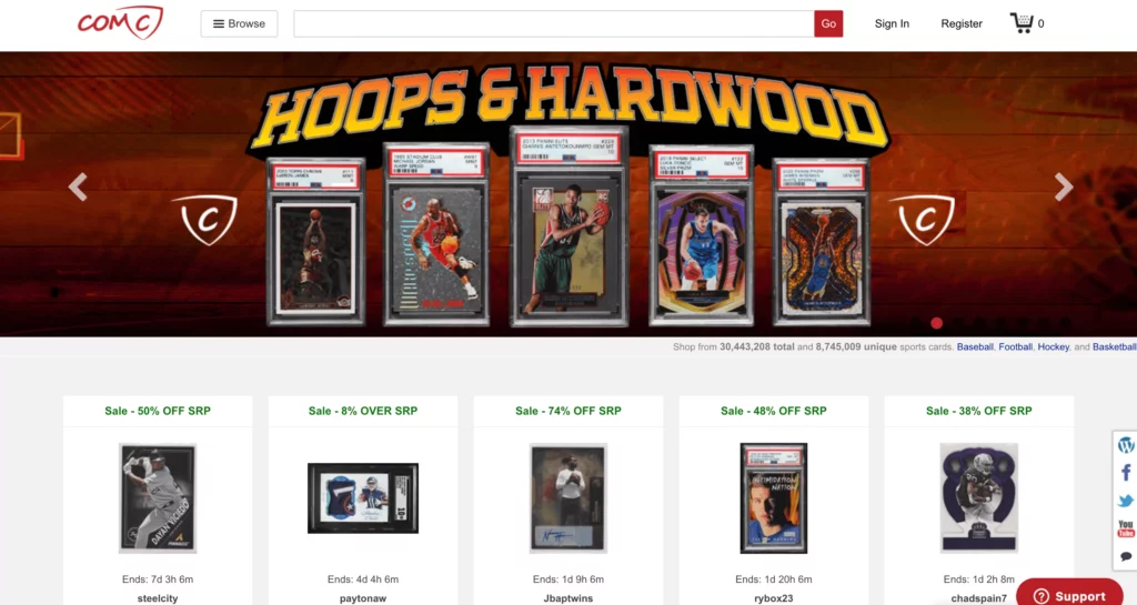 COMC sports cards selling website