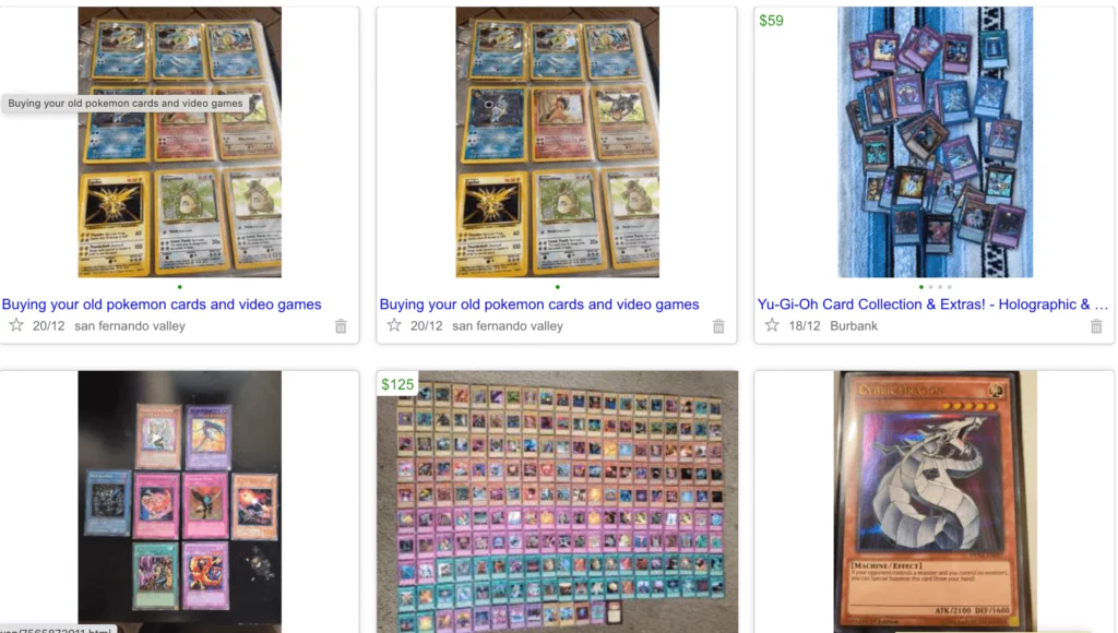 Sell Yugioh cards on Craigslist