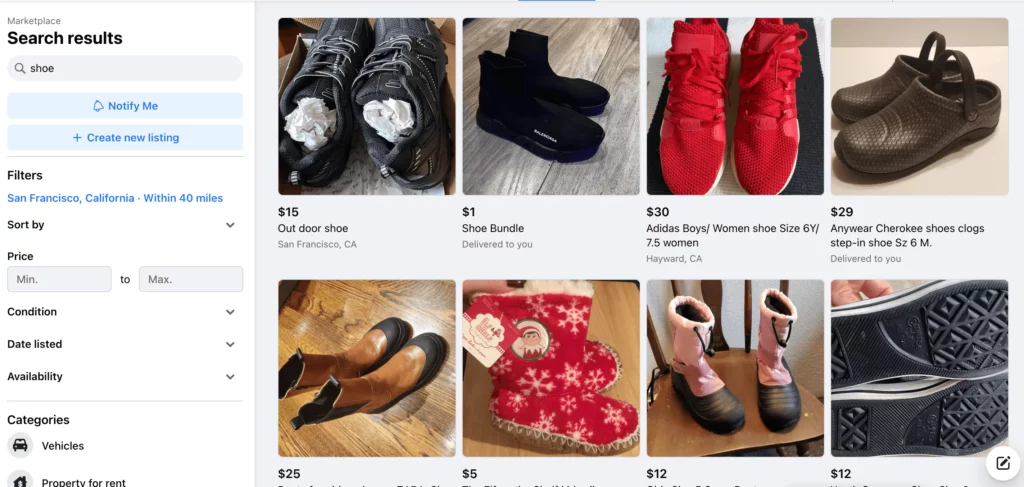 Facebook marketplace