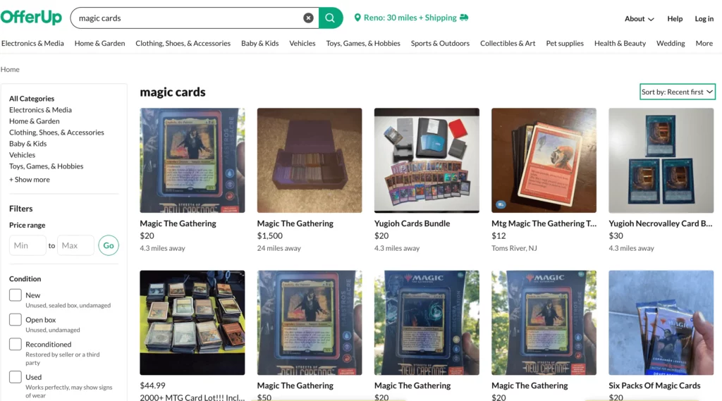 become a mtg card seller on offerup
