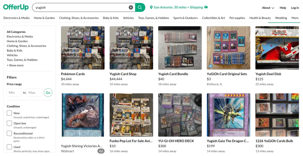 Offerup for Yugioh cards