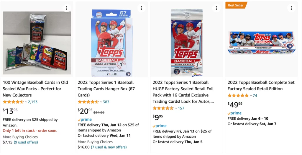 baseball cards to sell on Amazon
