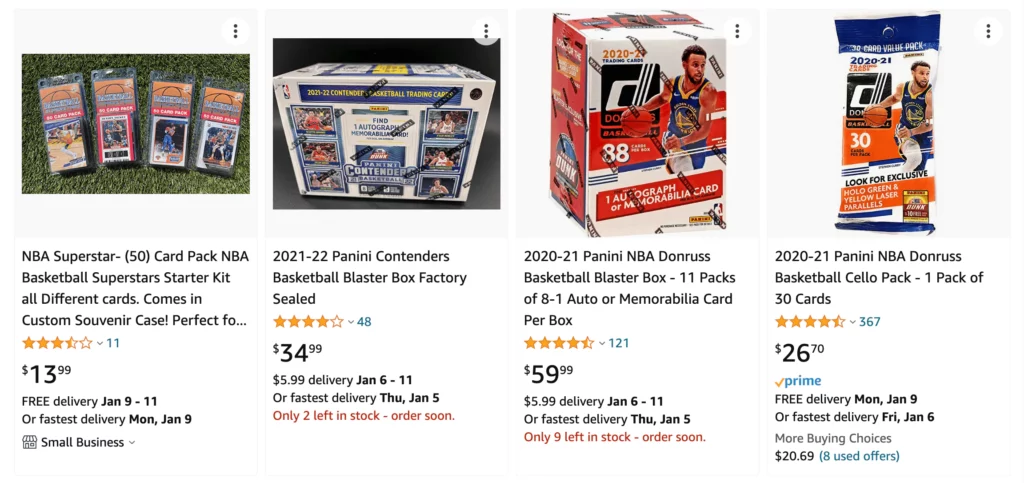 Sell your basketball cards inventory on Amazon