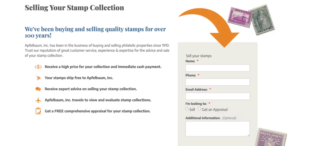 sell used stamps on Apfelbaum