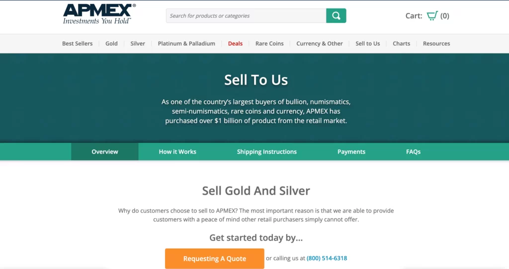 Apmex, one of the best places to sell coins online
