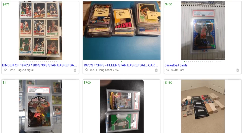 Craigslist basketball card selling