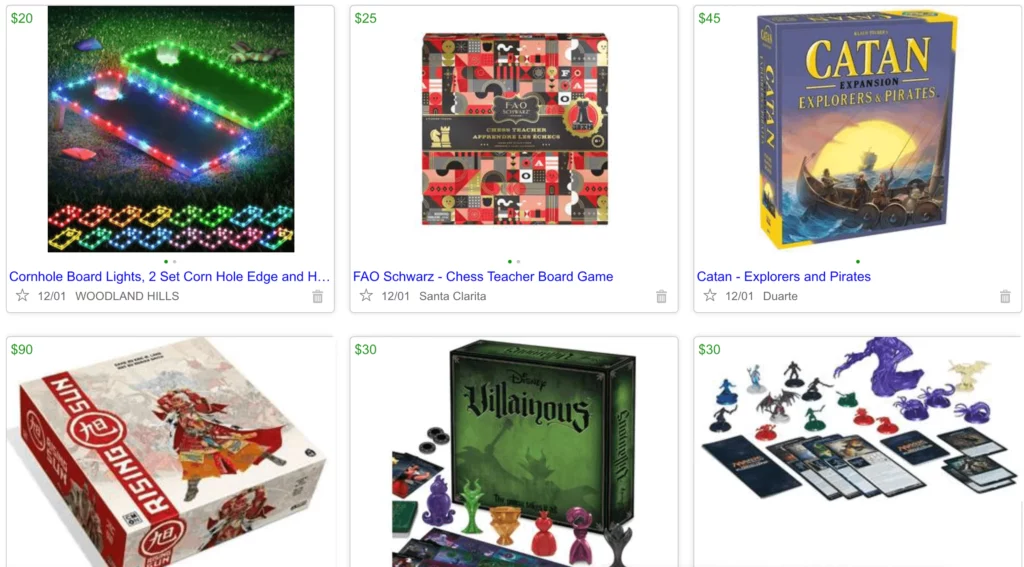 sell board games locally on craigslist