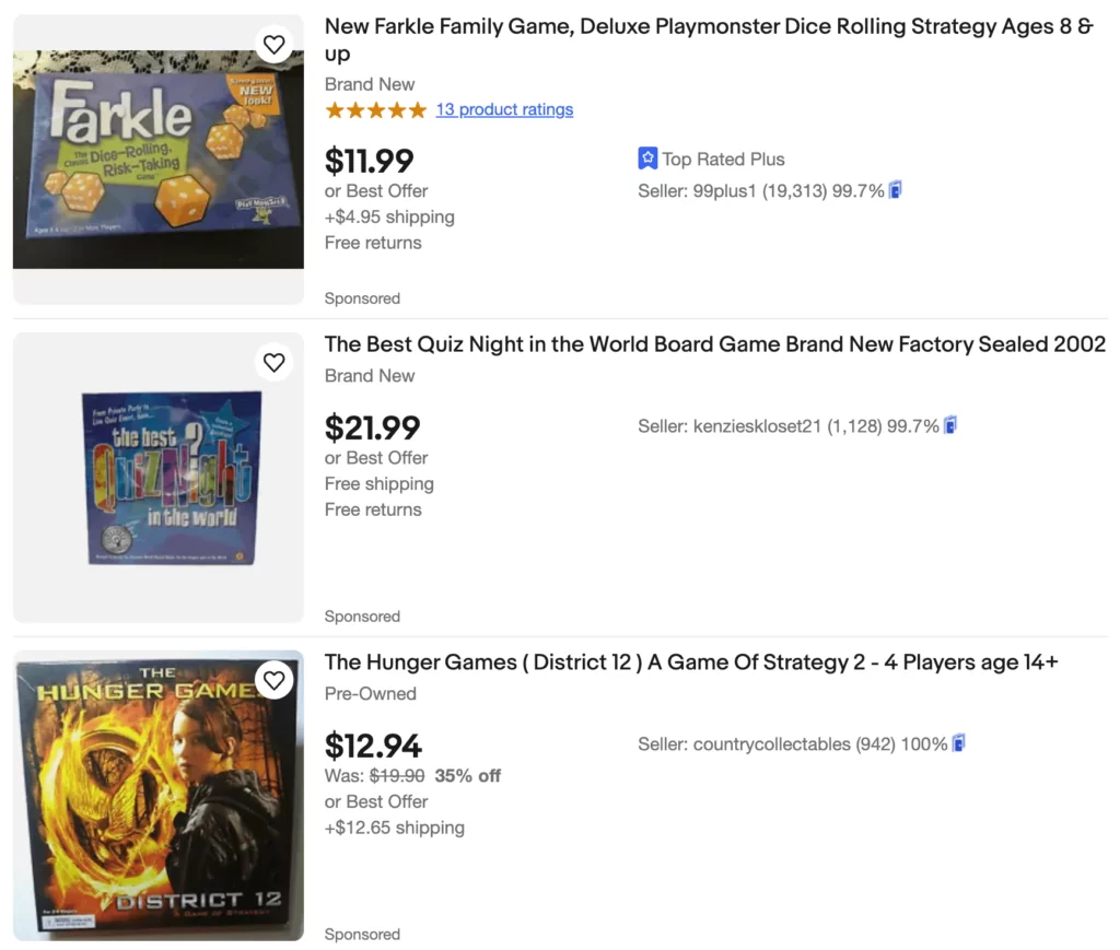 sell board games on eBay