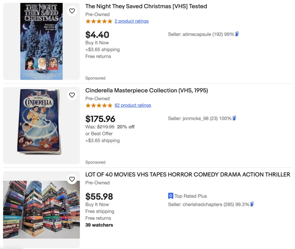 sell VHS tapes on eBay