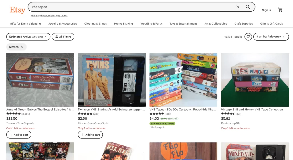 Etsy for selling VHS tapes