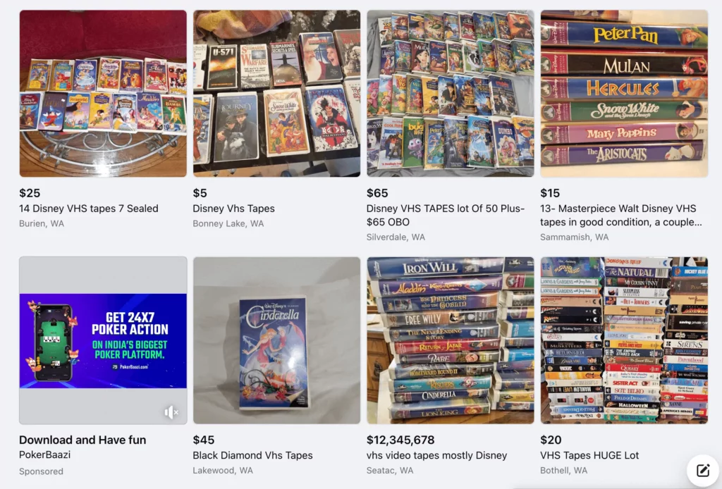 Sell Disney tapes on Facebook