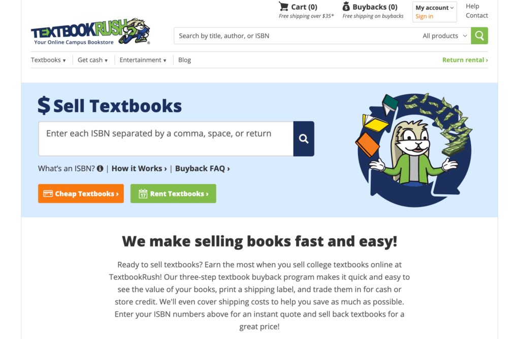 textbook rush for selling used books