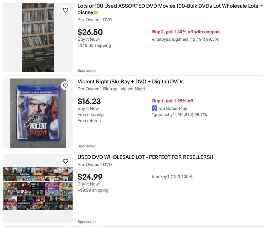 eBay for selling old dvds