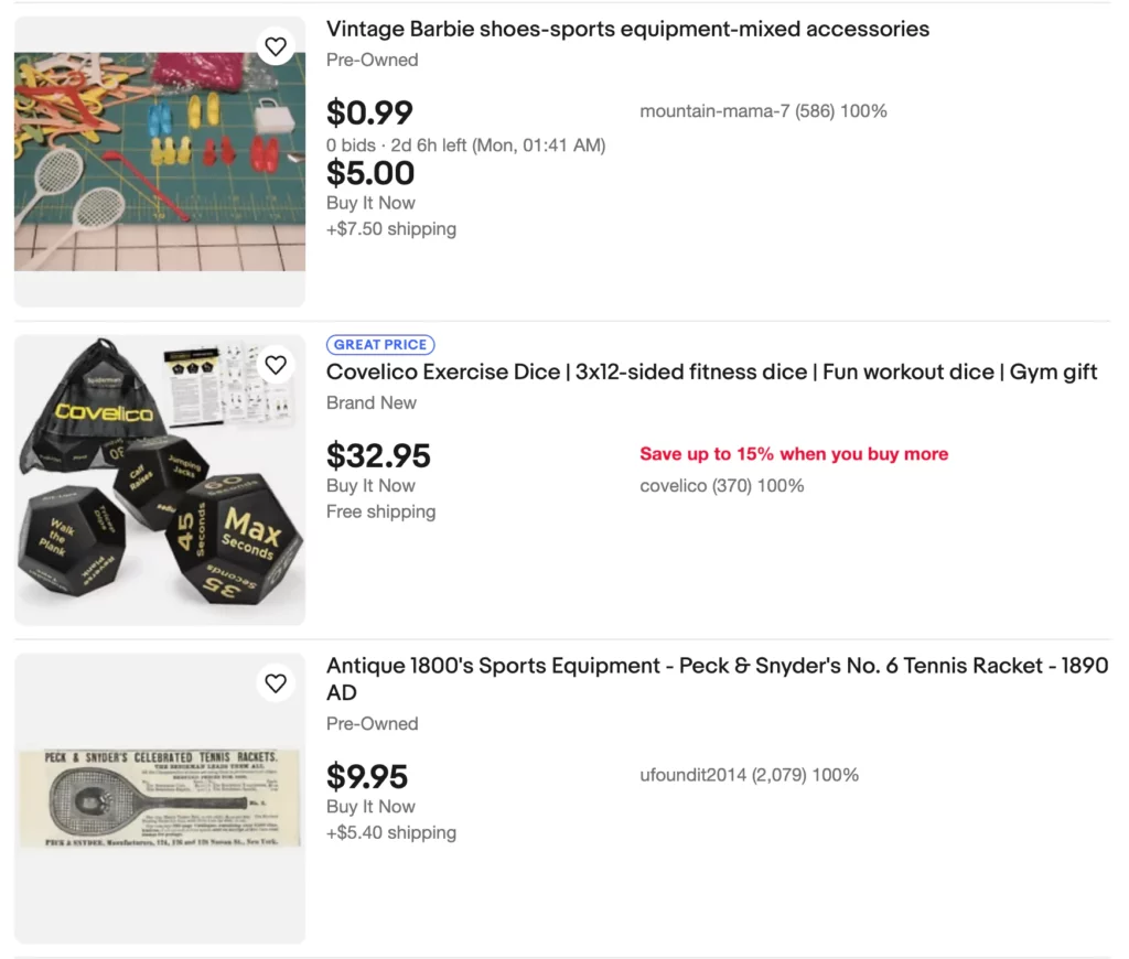 eBay for selling used sports equipment