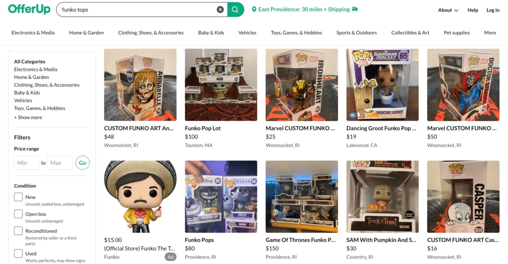 Selling Funko pops on Offerup