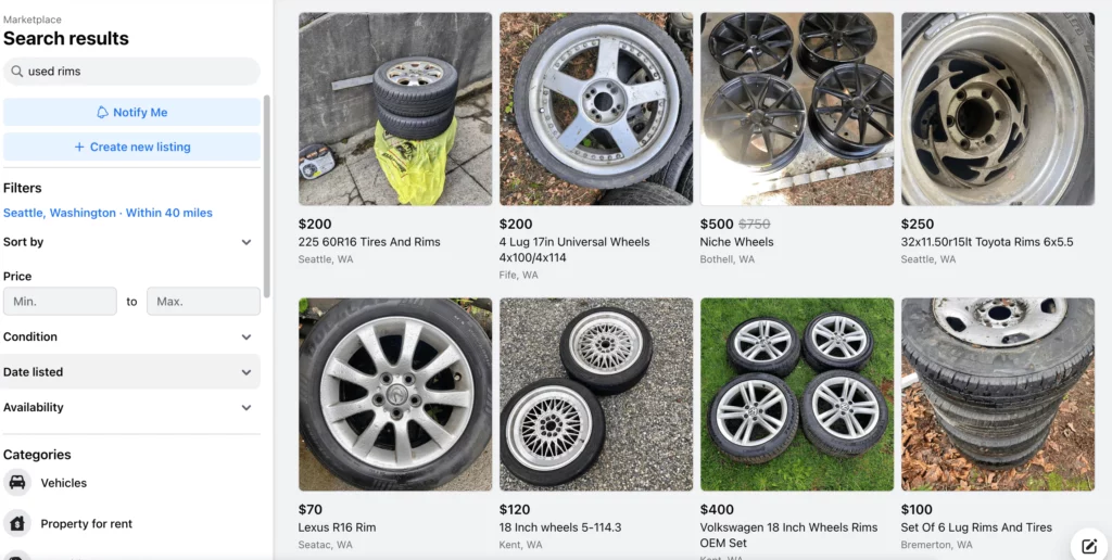 Facebook marketplace for used rims