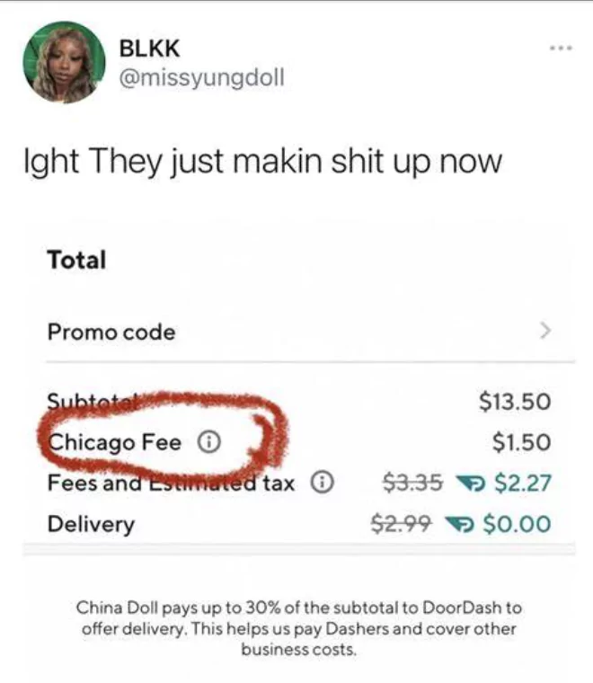 extra charge doordash food meme