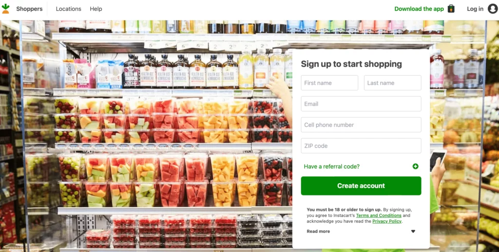 Instacart shopper sign up