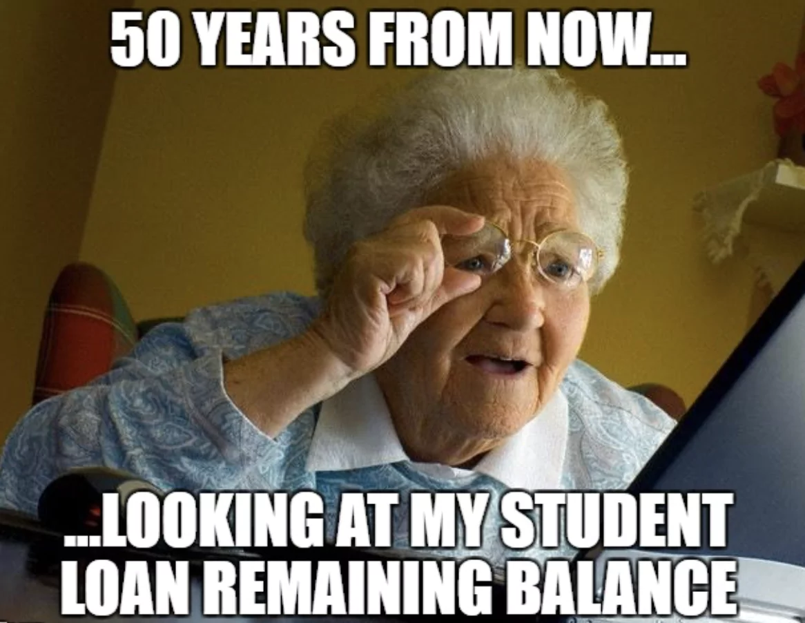 50 years from now on..looking at my student loan remaining balance
