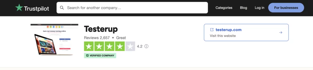 Testerup Trustpilot review