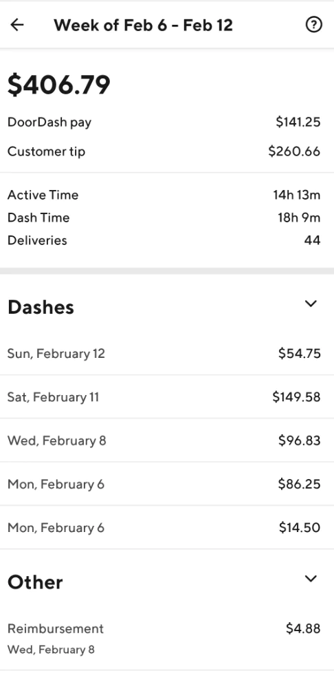 Doordash earning per order