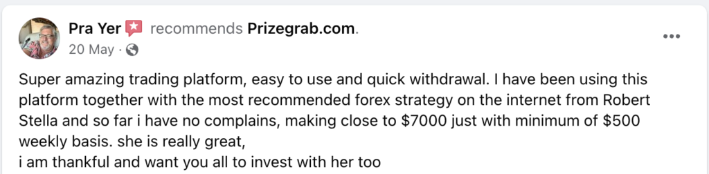 Prizegrab Facebook review