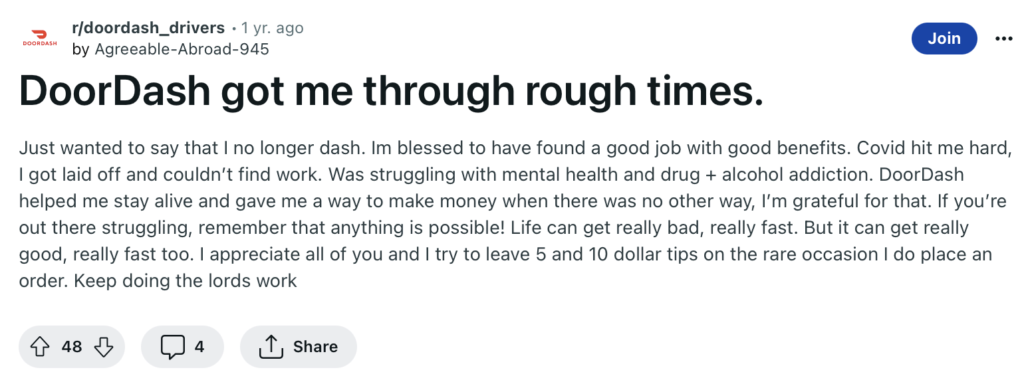 Doordash positive review