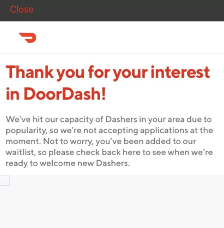 doordash waitlisted